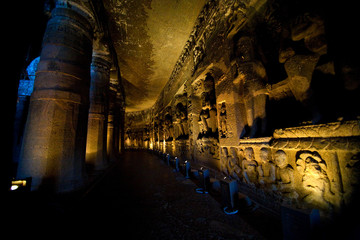 Naklejka premium Interior of an ancient cave temple
