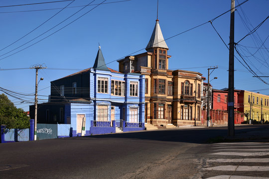 Viktorianische Bürgerhäuser in playa ancha, Valparaíso / Chile