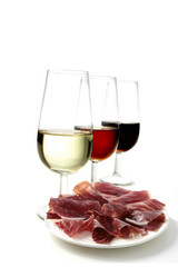 sherry wine and ham tapas