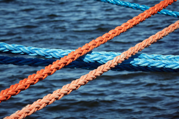 Mooring ropes securing ships