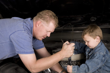 father and son working together