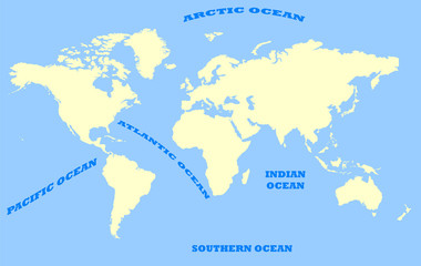 Naklejka premium Map of World and oceans