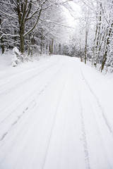 Fototapeta na wymiar snowy road, Czech Republic