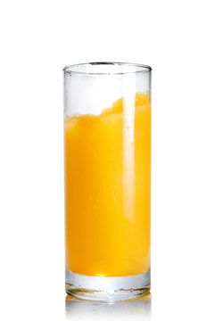orange juice in  the glass isolated on white