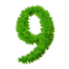 High resolution grass number isolated on white background
