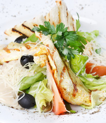 Salad with croutons.