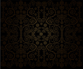 brown on black curled decoration