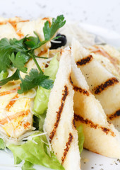 Salad with croutons.