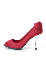 Isolated single red high heel shoe