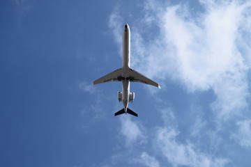 airplane flugzeug in the blue sky