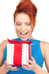 happy girl with gift box