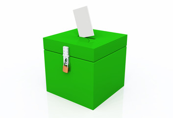 3D - Blanko Wahlurne Grün - Abgeschlossen