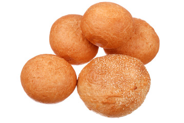 Stack of fresh buns isolated