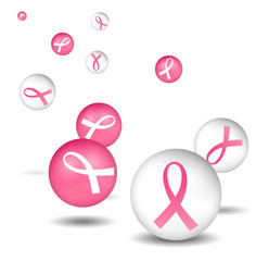 breast cancer pink & white ribbon icons