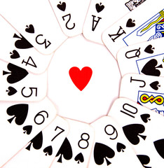 Spade suit with heart