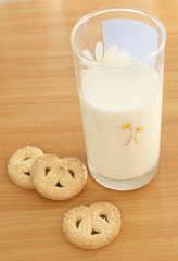 Glass of milk and cookies