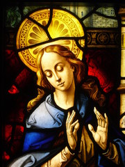 Vidriera de la f&aacute;brica de cristal en La Granja de San Ildefonso.