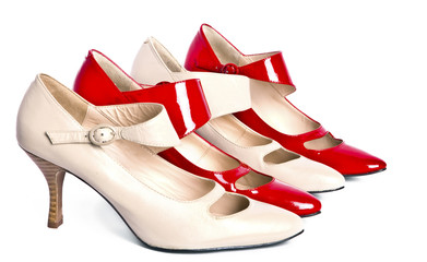 Two pairs new elegant ladies' shoes on a high heel