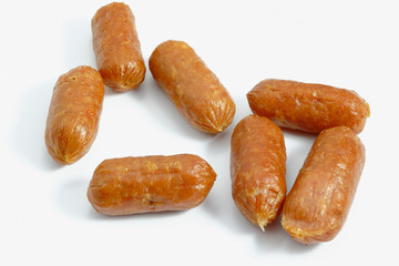 salami on the white background