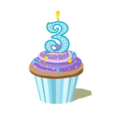 Number Three Cupcake