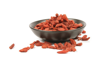 Goji Berries in a Black Dish