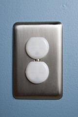 An North American electrical outlet with safety plugs