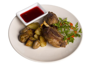 Meat with a potato and mushrooms