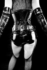 woman in black latex corset - 22394363