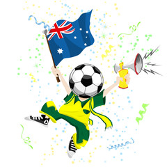 Australia Soccer Fan with Ball Head