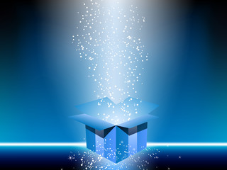 Blue gift box with stars.