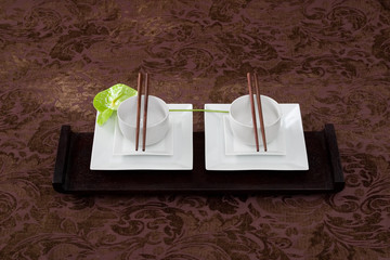 Dekoration, asiatische Tischdekoration mit Anthurie