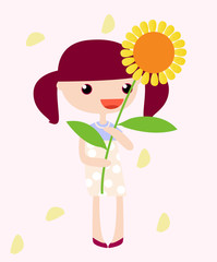 Little girl just found a cute little flower