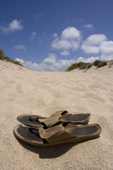 Old sandals at the beach