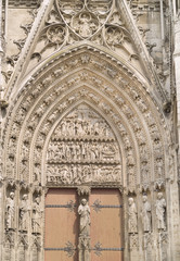 Puerta catedral de Rouen, ciudad histórica, Normandía,Francia