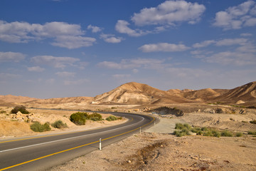 Desert highway and sky
