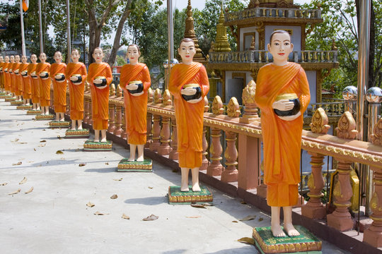 The image of monks in Sihanouk Ville, Cambodia.