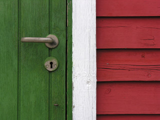 Detail einer Holzhütte