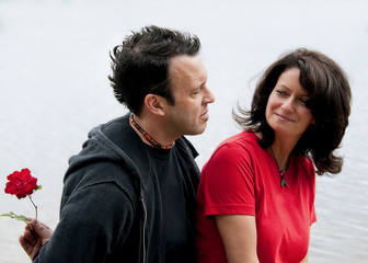 Love couple portrait in Quebec country, Canada