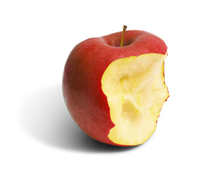 Pomme rouge croquée