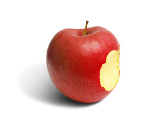 Pomme rouge croquée