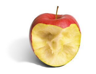 Pomme rouge croquée