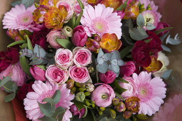 Colorful variety of flowers sold in the market in London.
