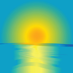 Sunrise and ocean, abstract representation