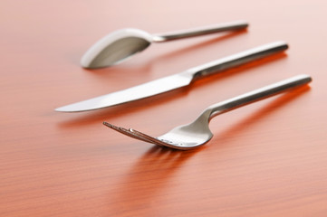 Set of utensils arranged on the table