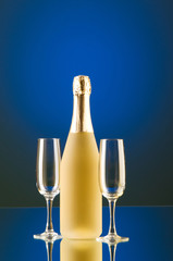 Champagne against color gradient background