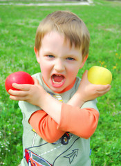 The little boy on walk