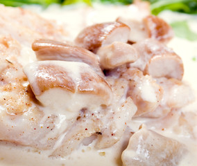 codfish with mushroom.