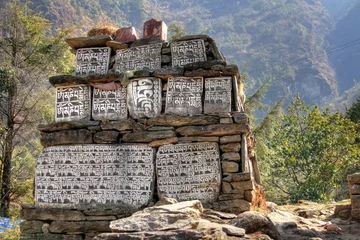 Fototapete Rund Nepal / Himalaya - Mani-Mauer © XtravaganT