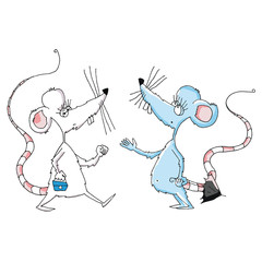 Souris blanche et souris bleue