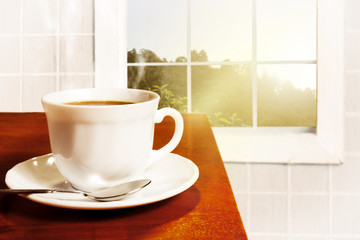 A delicious and fresh cup of coffee in the morning